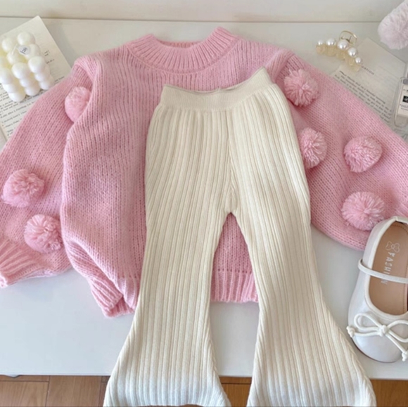 Other - Pom Pom Sweater and Knit Pant Set